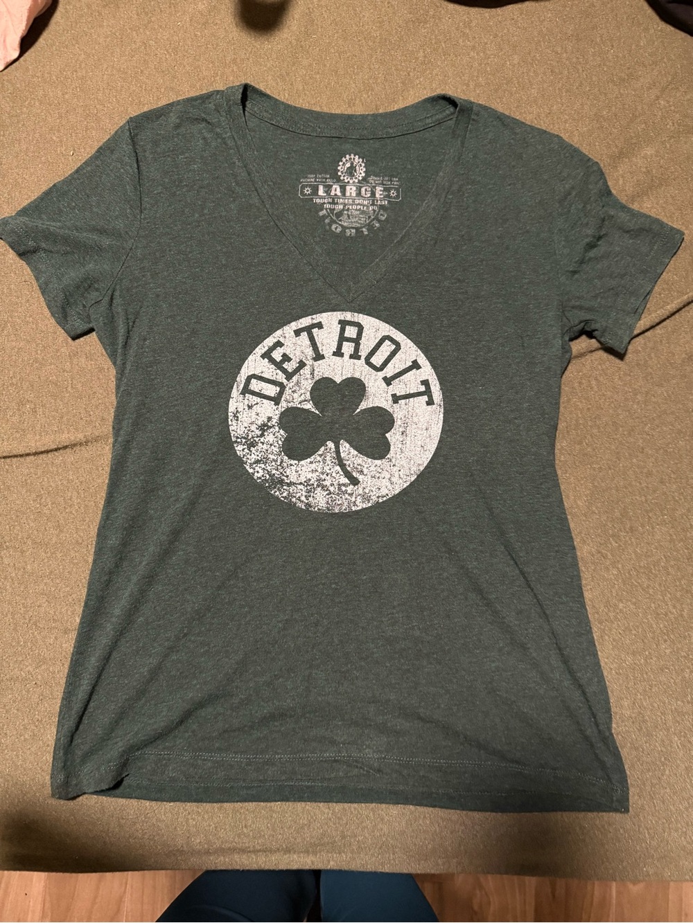 Detroit Shamrock Graphic V-Neck Tee - Green